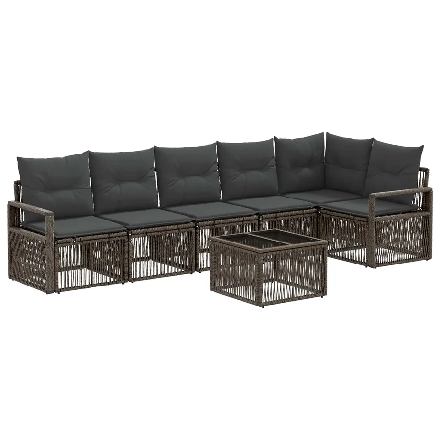 Ensemble de canapé de jardin 7 pcs Gris polyrotin - 2