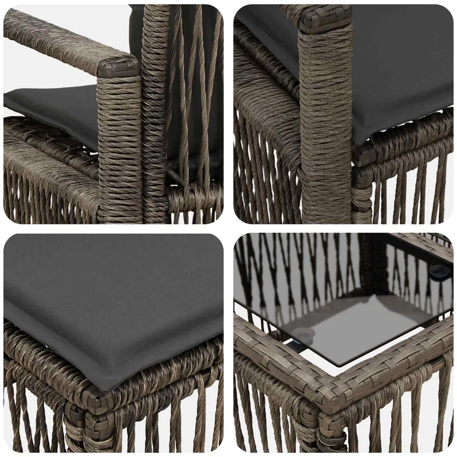 Ensemble de canapé de jardin 7 pcs Gris polyrotin - 7
