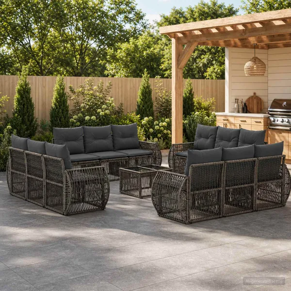 Ensemble de canapé de jardin 13 pcs Gris et Gris foncé