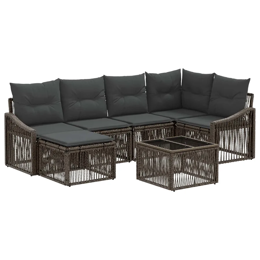 Ensemble de canapé de jardin 7 pcs Gris polyrotin - 2