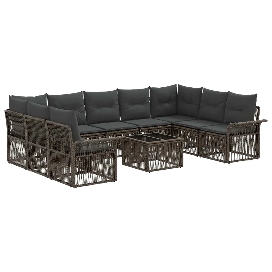 Ensemble de canapé de jardin 10 pcs Gris polyrotin - 2