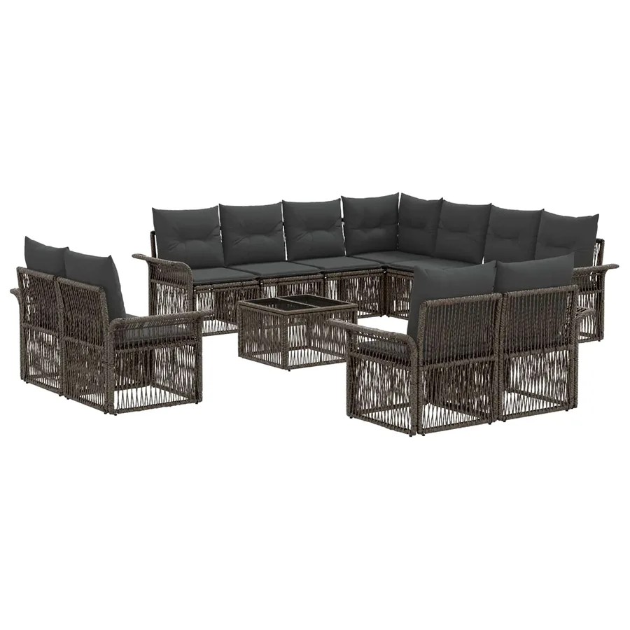 Ensemble de canapé de jardin 12 pcs Gris et Gris foncé - 2