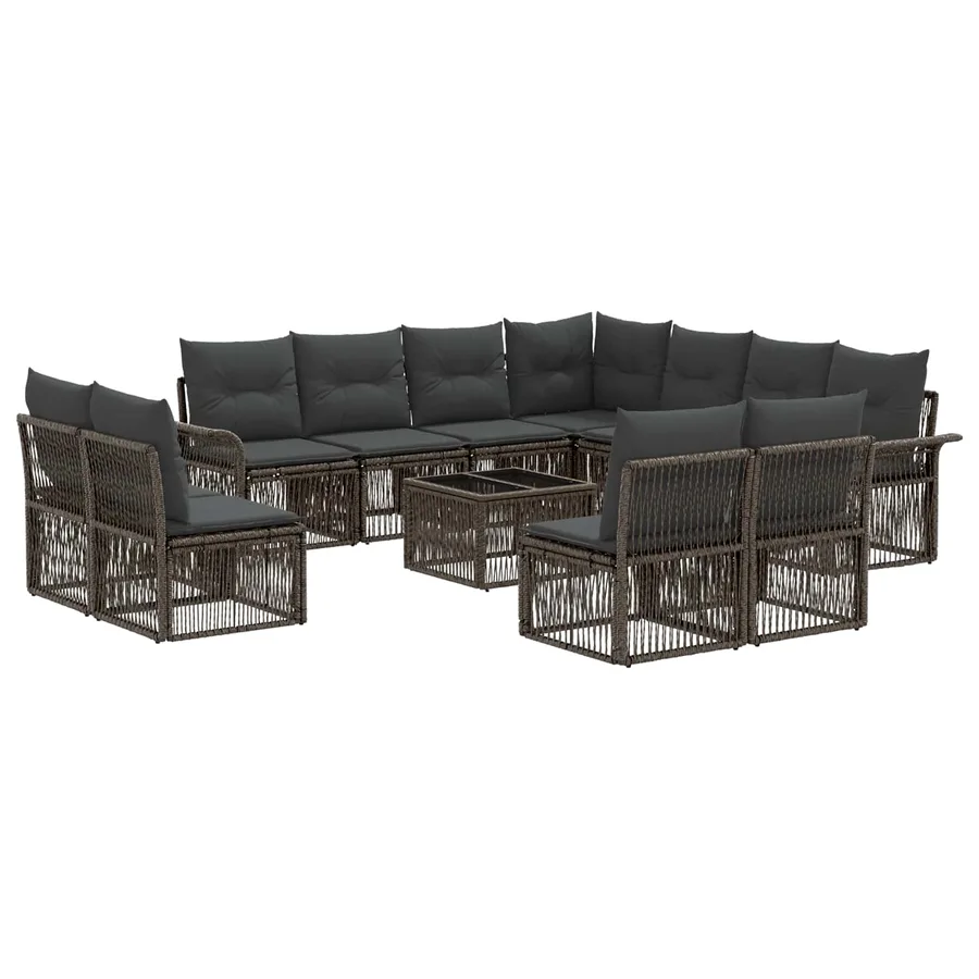 Ensemble de canapé de jardin 12 pcs Gris polyrotin - 2