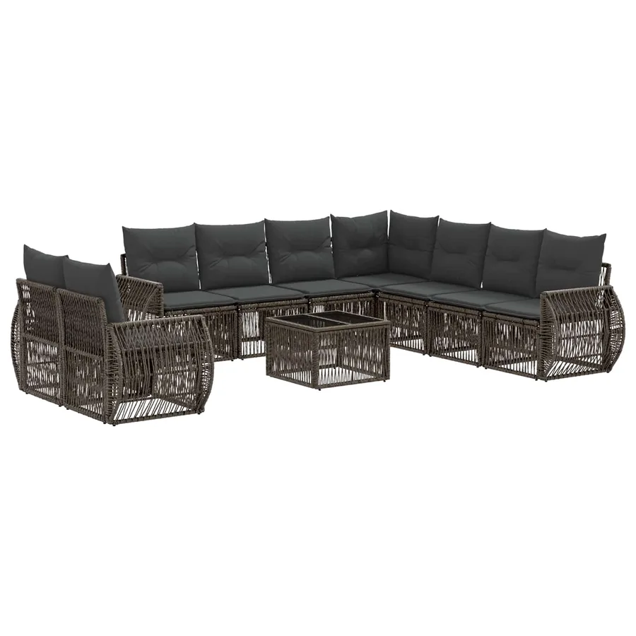 Ensemble de canapé de jardin 10 pcs Gris et Gris foncé - 2