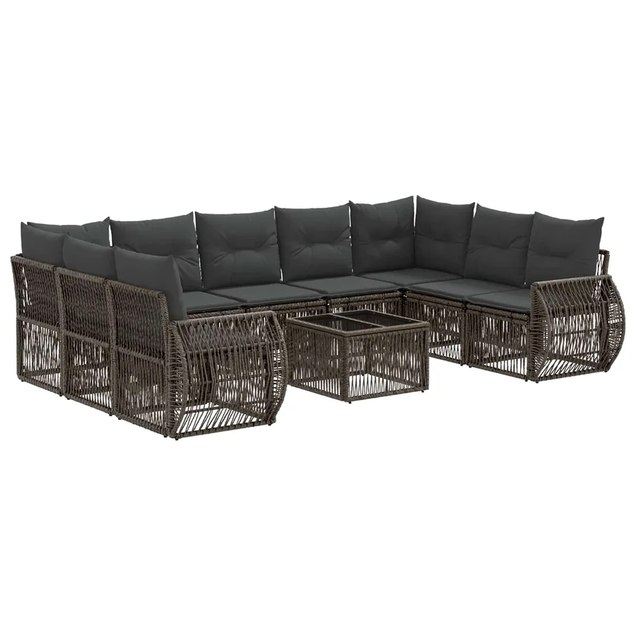 Ensemble de canapé de jardin 10 pcs Gris et Gris foncé - 2