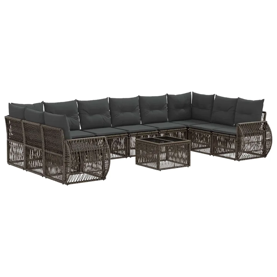 Ensemble de canapé de jardin 11 pcs Gris et Gris foncé - 2