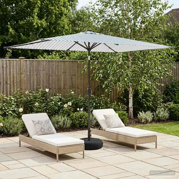 Parasol de jardin avec lumières LED et base 200 x 300 cm