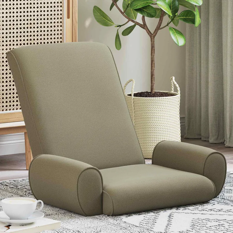 Fauteuil de sol ajustable Kaki Velours grainé