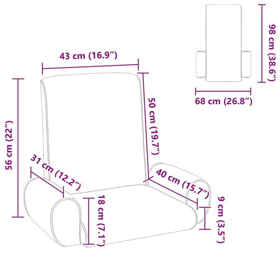 Fauteuil de sol ajustable Kaki Velours grainé - 11