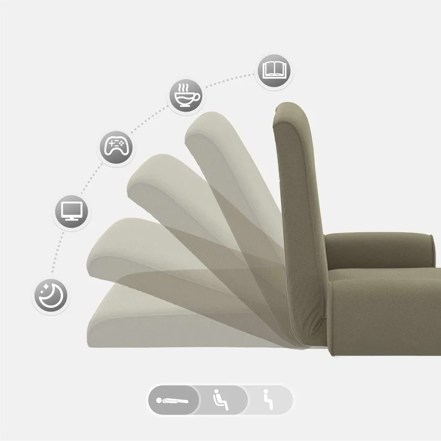 Fauteuil de sol ajustable Kaki Velours grainé - 9