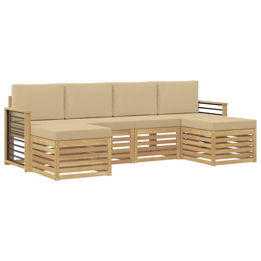 Ensembles de canapés 6 pcs Blanc et Beige Polyester - 2