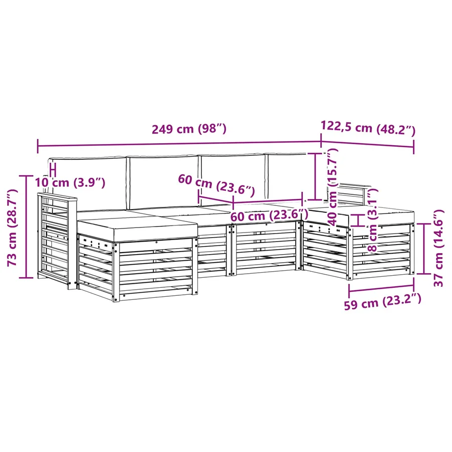 Ensembles de canapés 6 pcs Blanc et Beige Polyester - 6