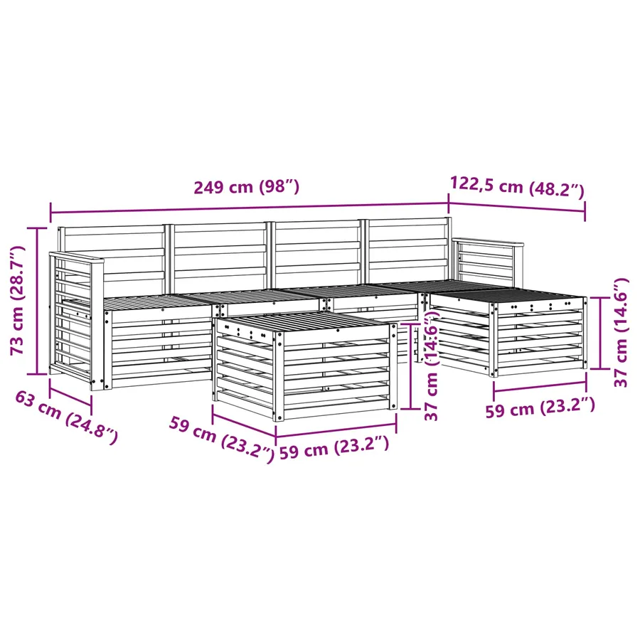 Ensemble de canapés d'extérieur 6 pcs Blanc - 8