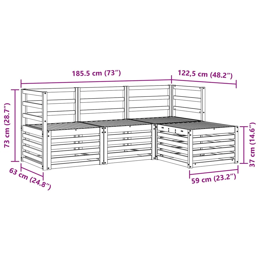 Ensemble de canapés d'extérieur 4 pcs Blanc - 7