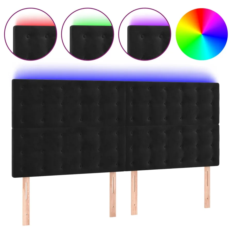 Tête de lit à LED Noir 160x5x118/128 cm Velours - 2