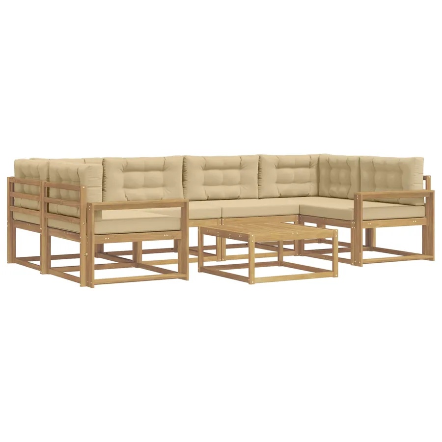 Ensemble de canapés d'extérieur 5 pcs Blanc et Beige - 2