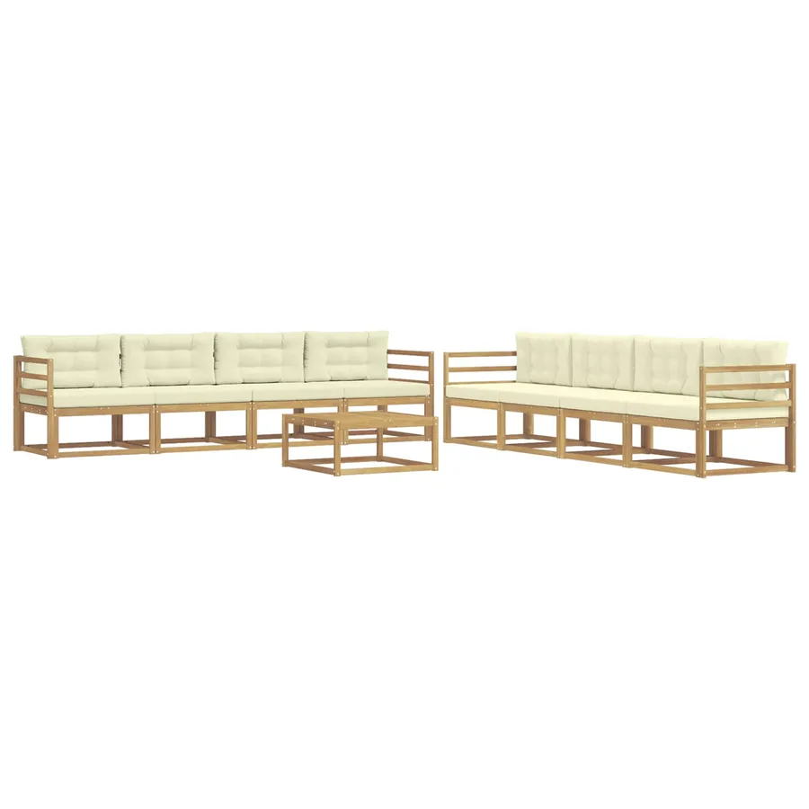 Ensemble de canapés d'extérieur 9 pcs Blanc et crème - 2
