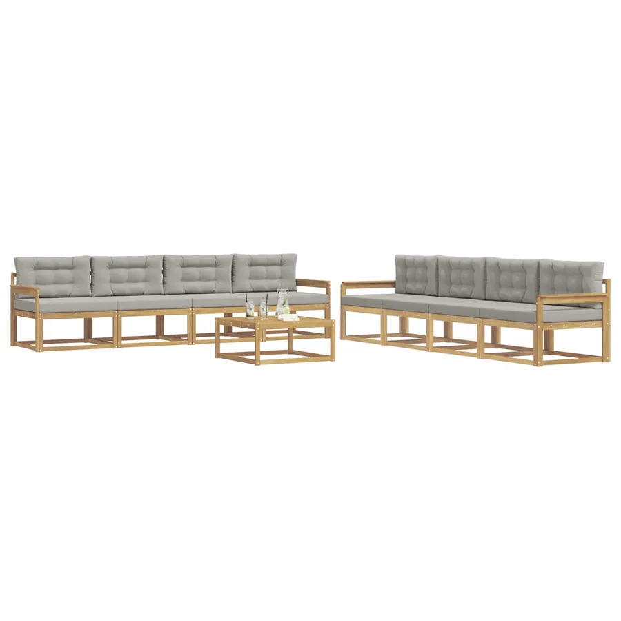 Ensemble de canapés d'extérieur 9 pcs Blanc et gris clair - 2
