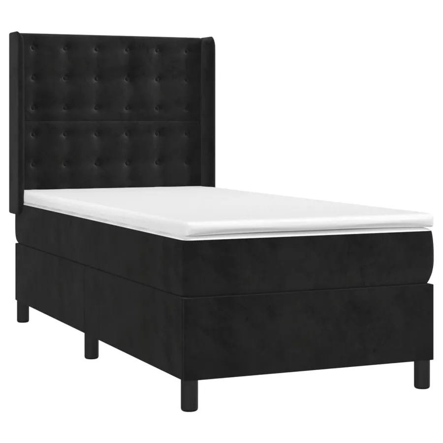 Sommier à lattes de lit et matelas Noir 80x200 cm Velours - 3