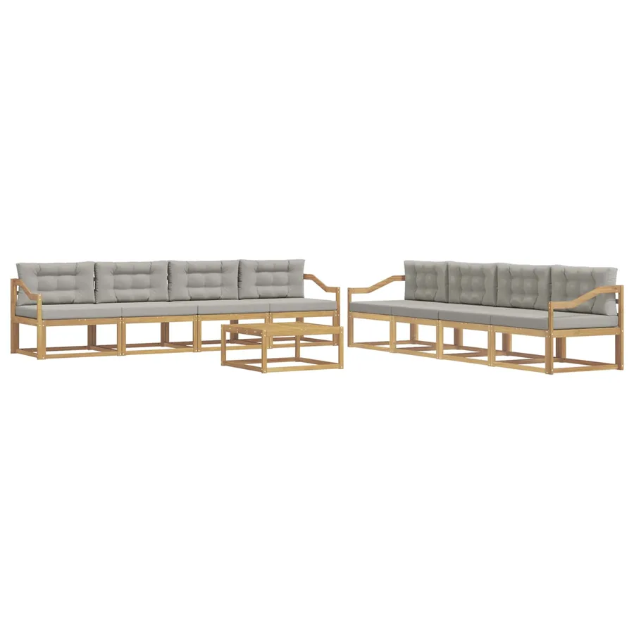 Ensemble de canapés d'extérieur 9 pcs Blanc et gris clair - 2