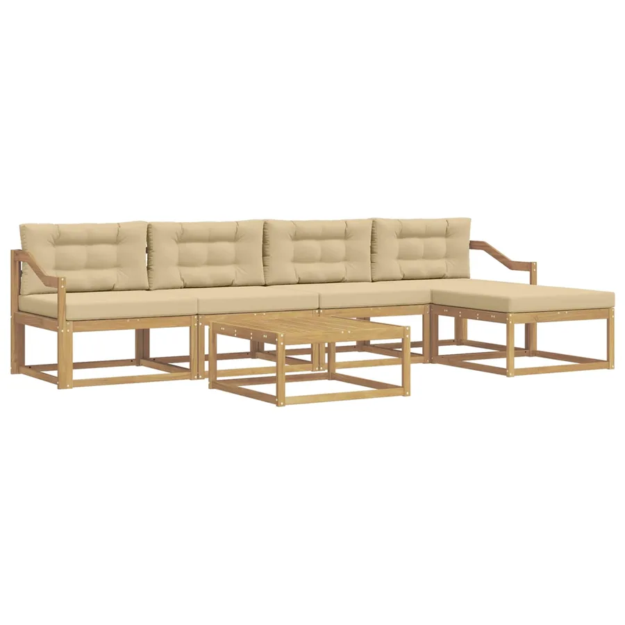 Ensemble de canapés d'extérieur 6 pcs Blanc et Beige - 2