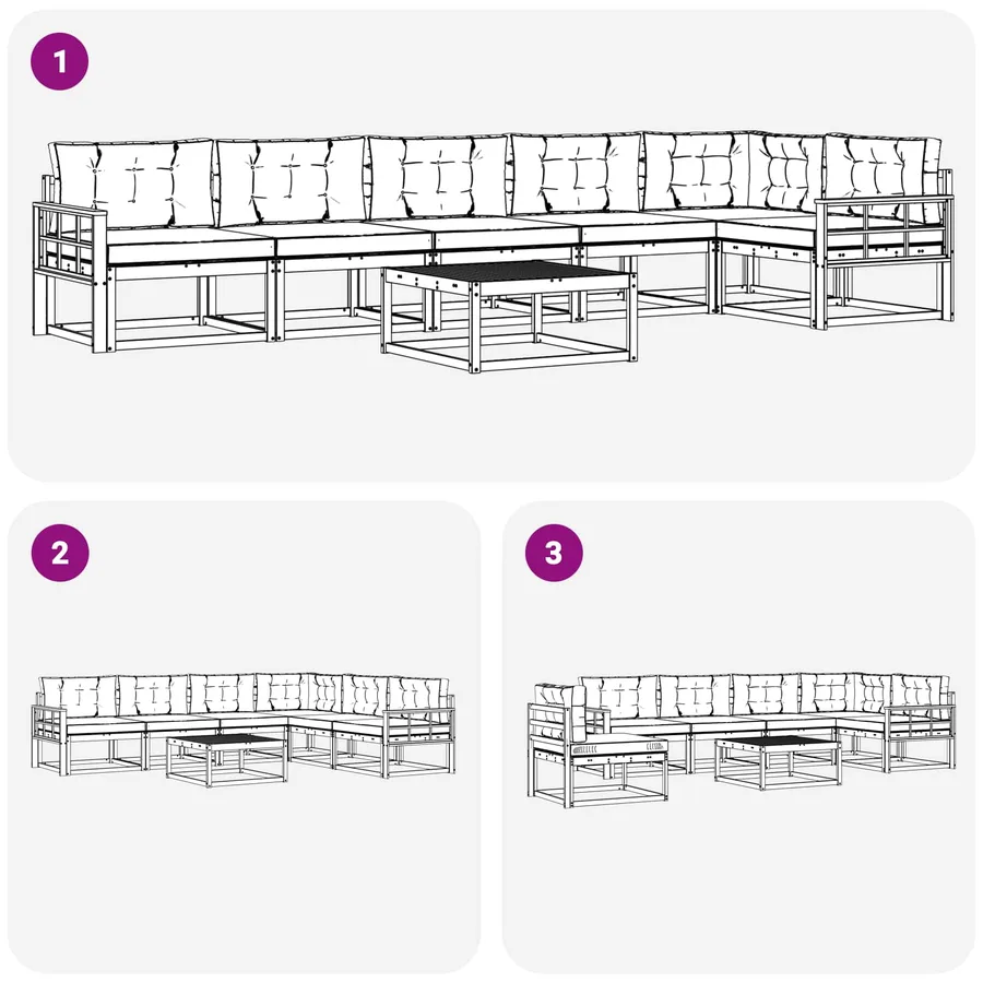 Ensemble de canapés d'extérieur 7 pcs Blanc et anthracite - 7