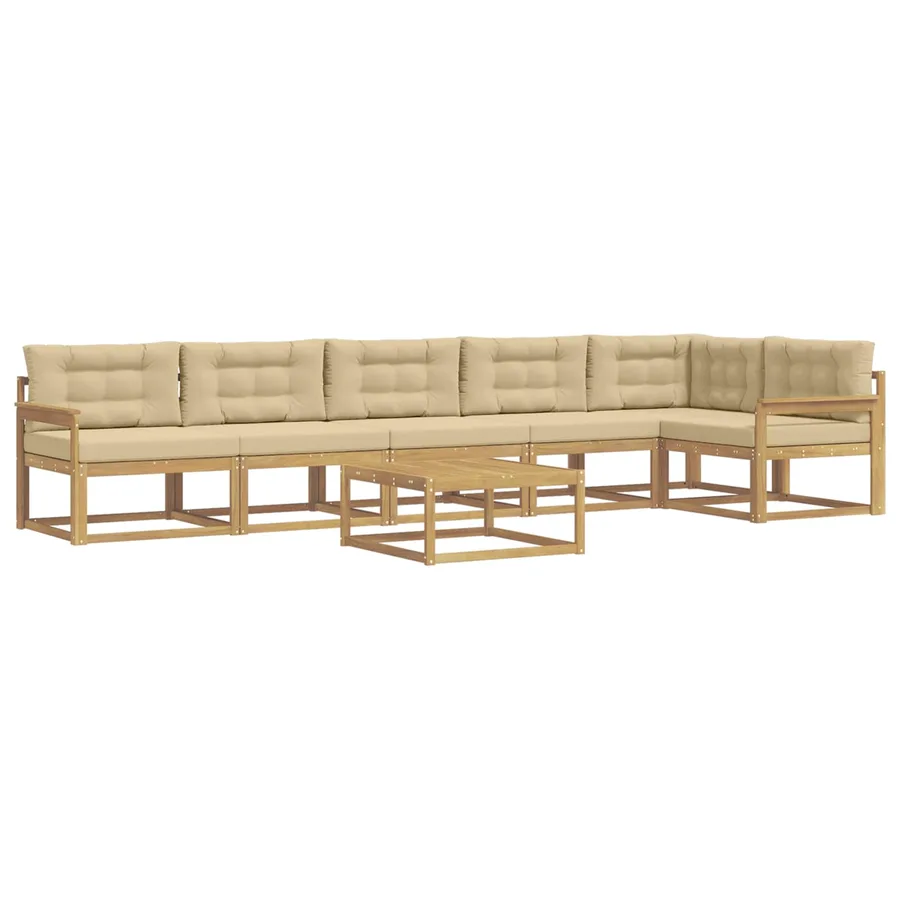 Ensemble de canapés d'extérieur 7 pcs Blanc et Beige - 2