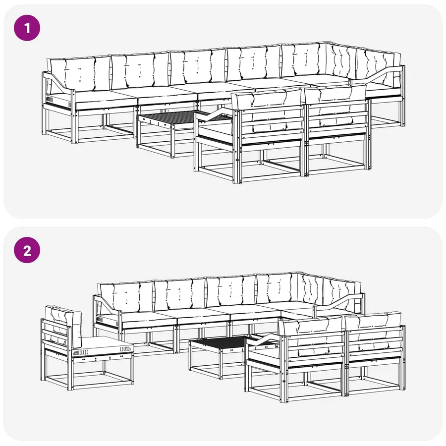 Ensemble de canapés d'extérieur 9 pcs Blanc et anthracite - 7