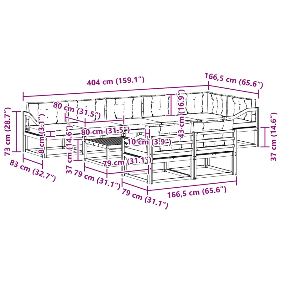 Ensemble de canapés d'extérieur 9 pcs Blanc et anthracite - 8
