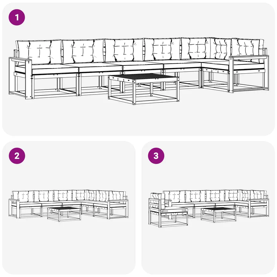 Ensemble de canapés d'extérieur 7 pcs Blanc et anthracite - 7
