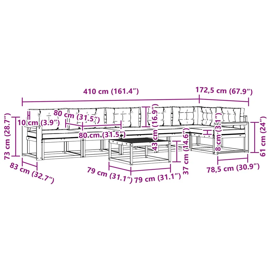 Ensemble de canapés d'extérieur 7 pcs Blanc et anthracite - 8
