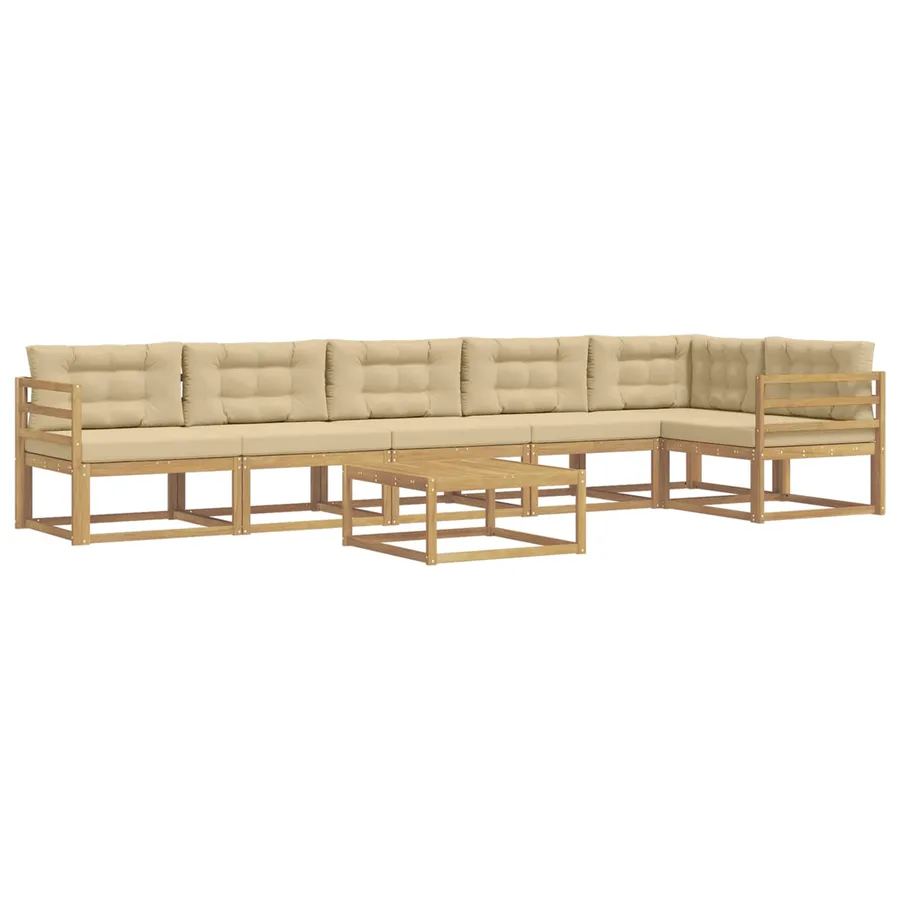 Ensemble de canapés d'extérieur 7 pcs Blanc et Beige - 2