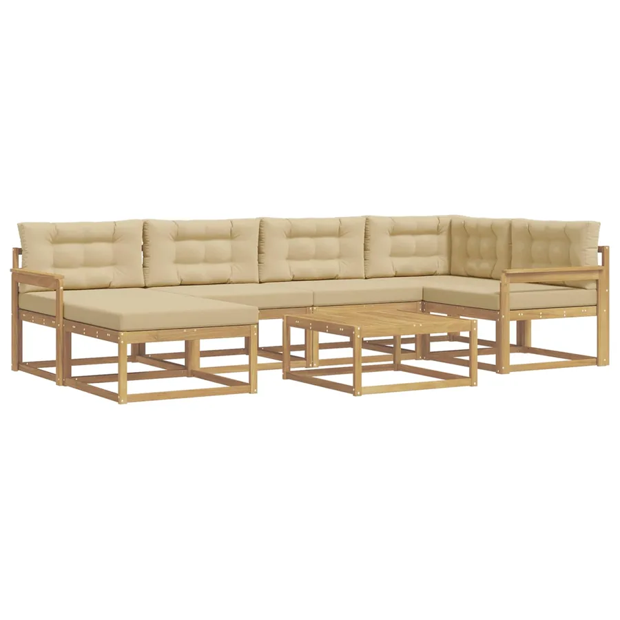 Ensemble de canapés d'extérieur 7 pcs Blanc et Beige - 2