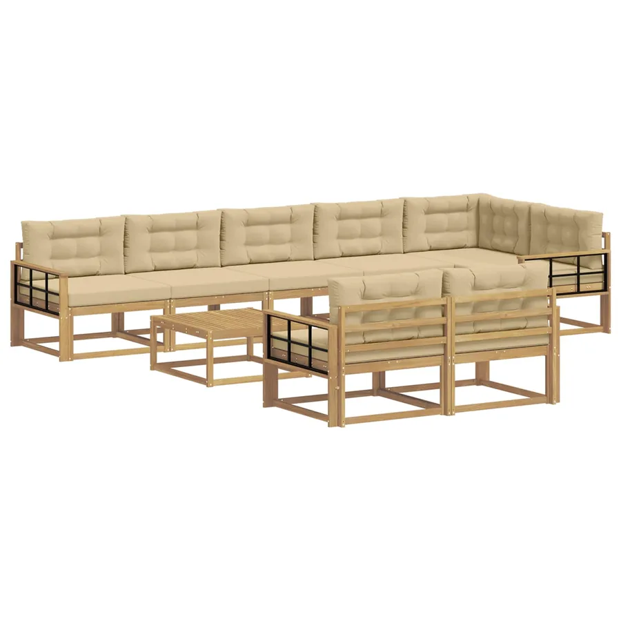 Ensemble de canapés d'extérieur 9 pcs Blanc et Beige - 2
