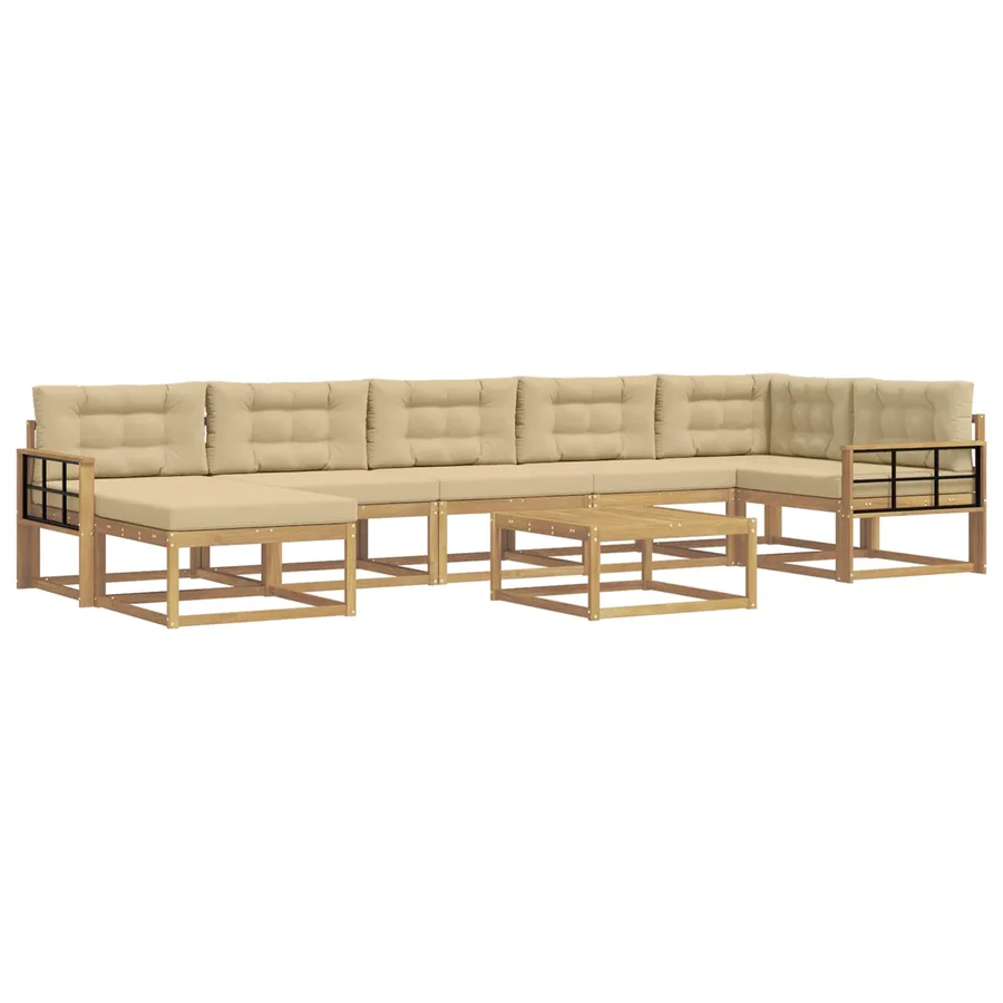 Ensemble de canapés d'extérieur 8 pcs Blanc et Beige - 2