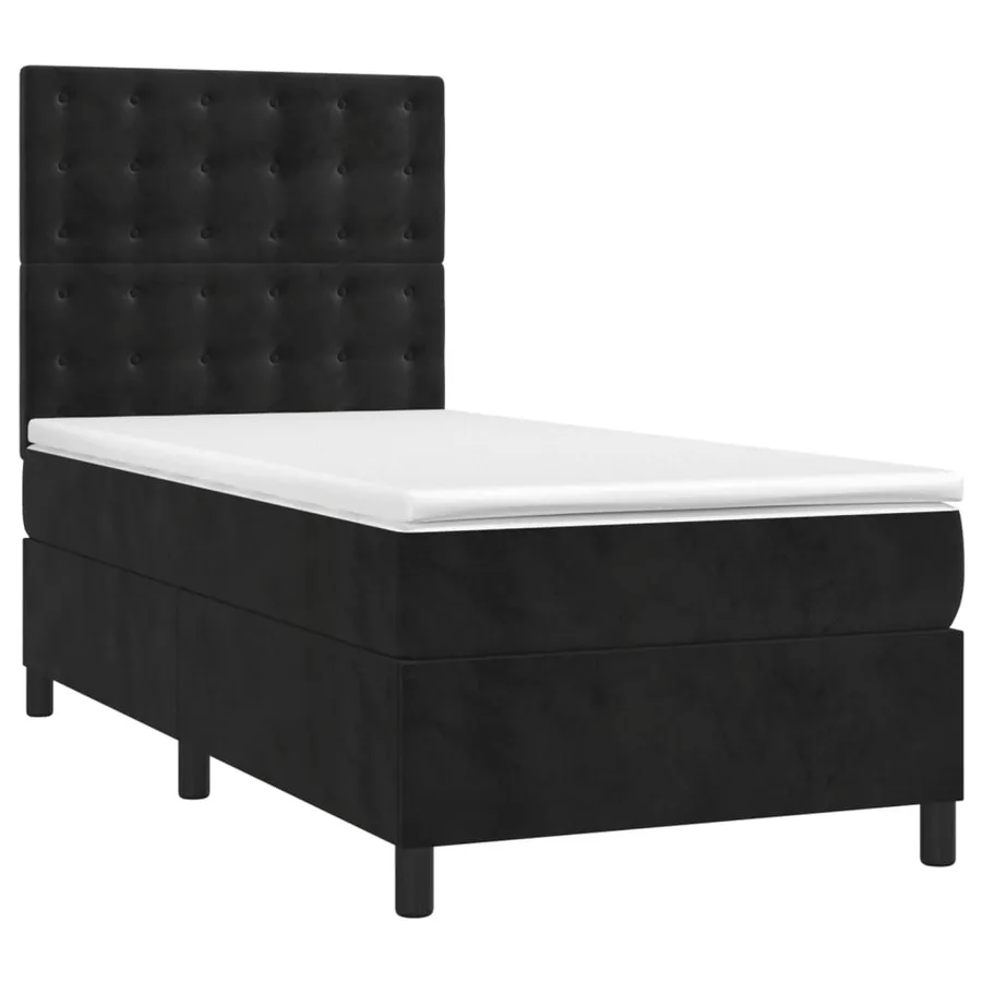 Sommier à lattes de lit matelas et LED Noir 80x200 cm Velours - 3