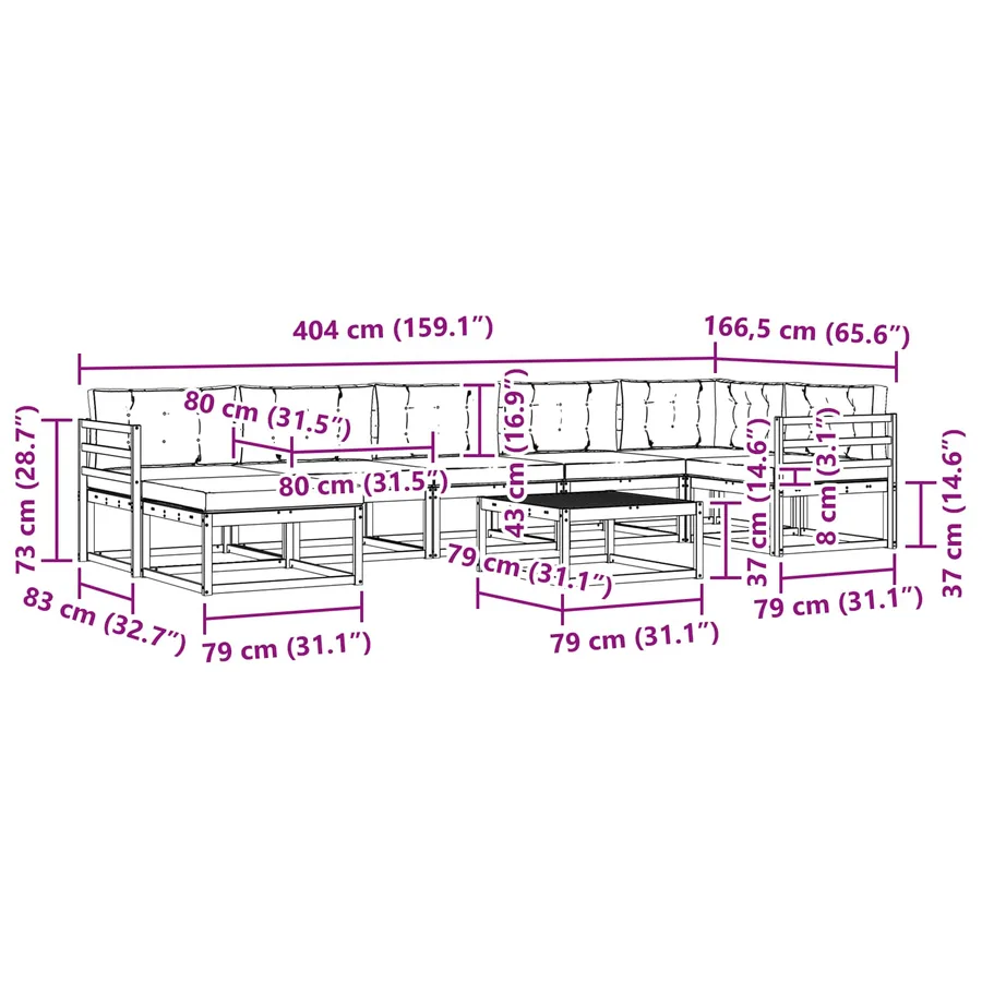 Ensemble de canapés d'extérieur 8 pcs Blanc et anthracite - 9