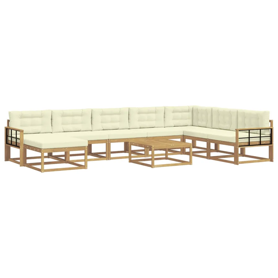 Ensemble de canapés d'extérieur 9 pcs Blanc et crème - 2