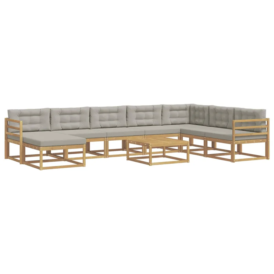 Ensemble de canapés d'extérieur 9 pcs Blanc et gris clair - 2