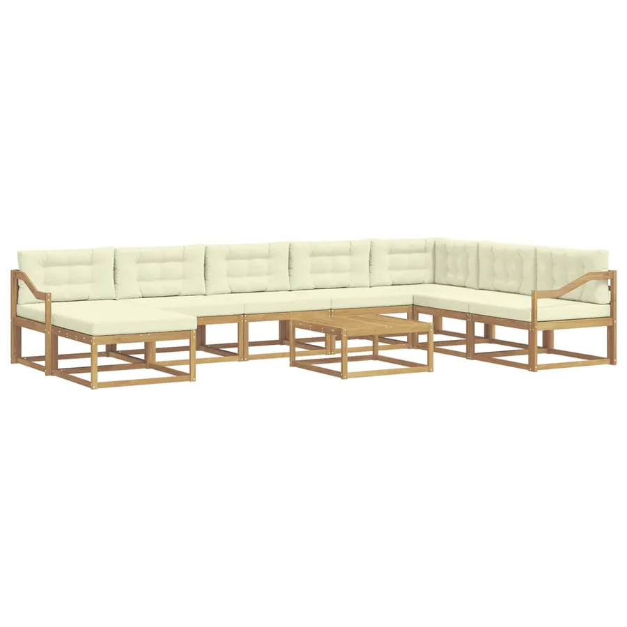 Ensemble de canapés d'extérieur 9 pcs Blanc et crème - 2