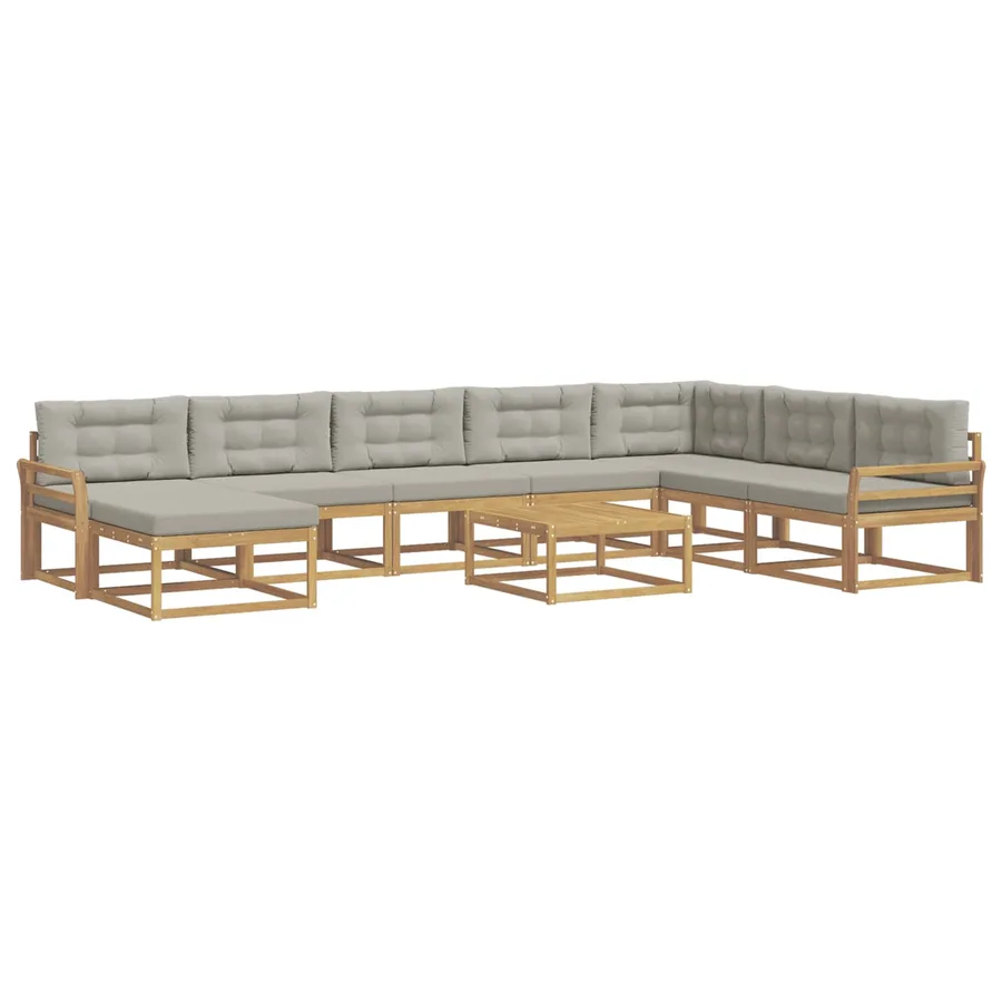 Ensemble de canapés d'extérieur 9 pcs Blanc et gris clair - 2