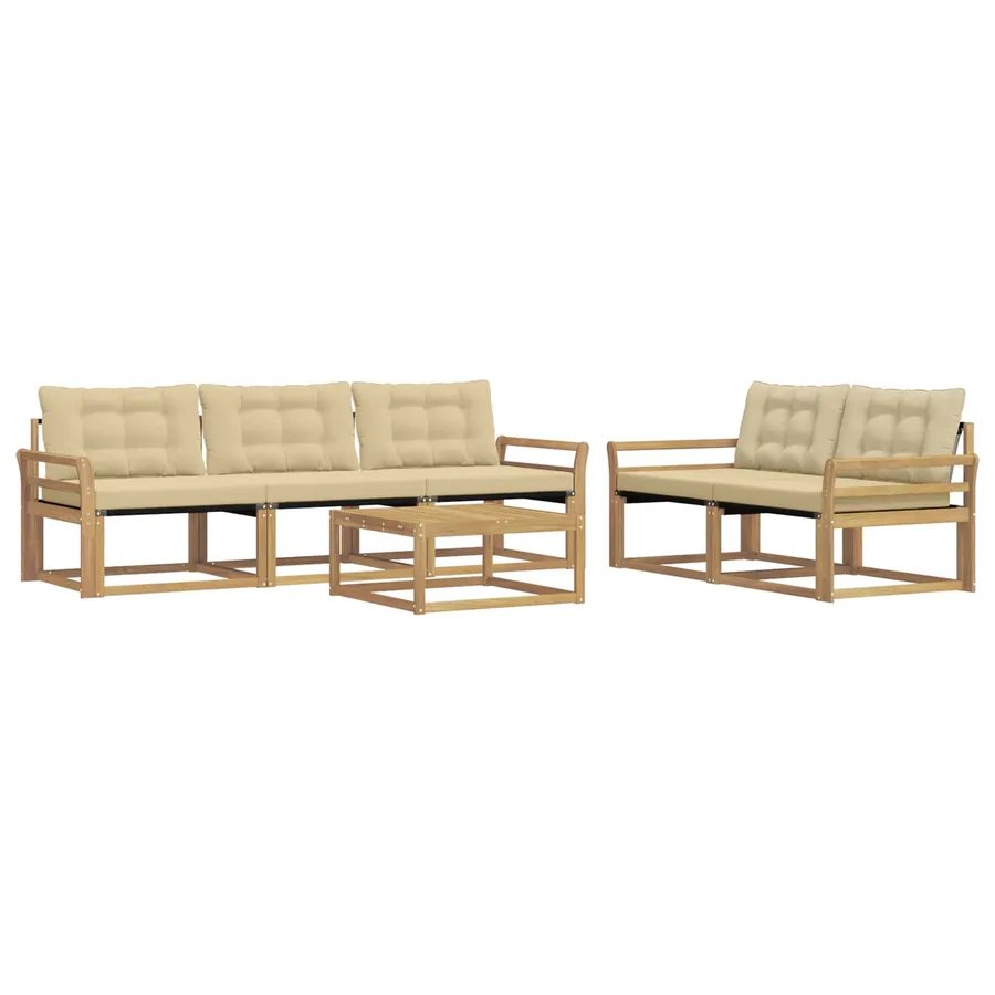 Ensemble de canapés d'extérieur 6 pcs Blanc et Beige - 2