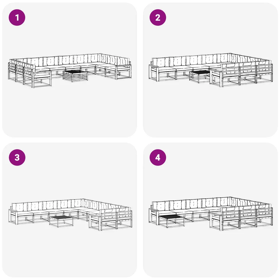 Ensemble de canapés d'extérieur 11 pcs Blanc et anthracite - 7