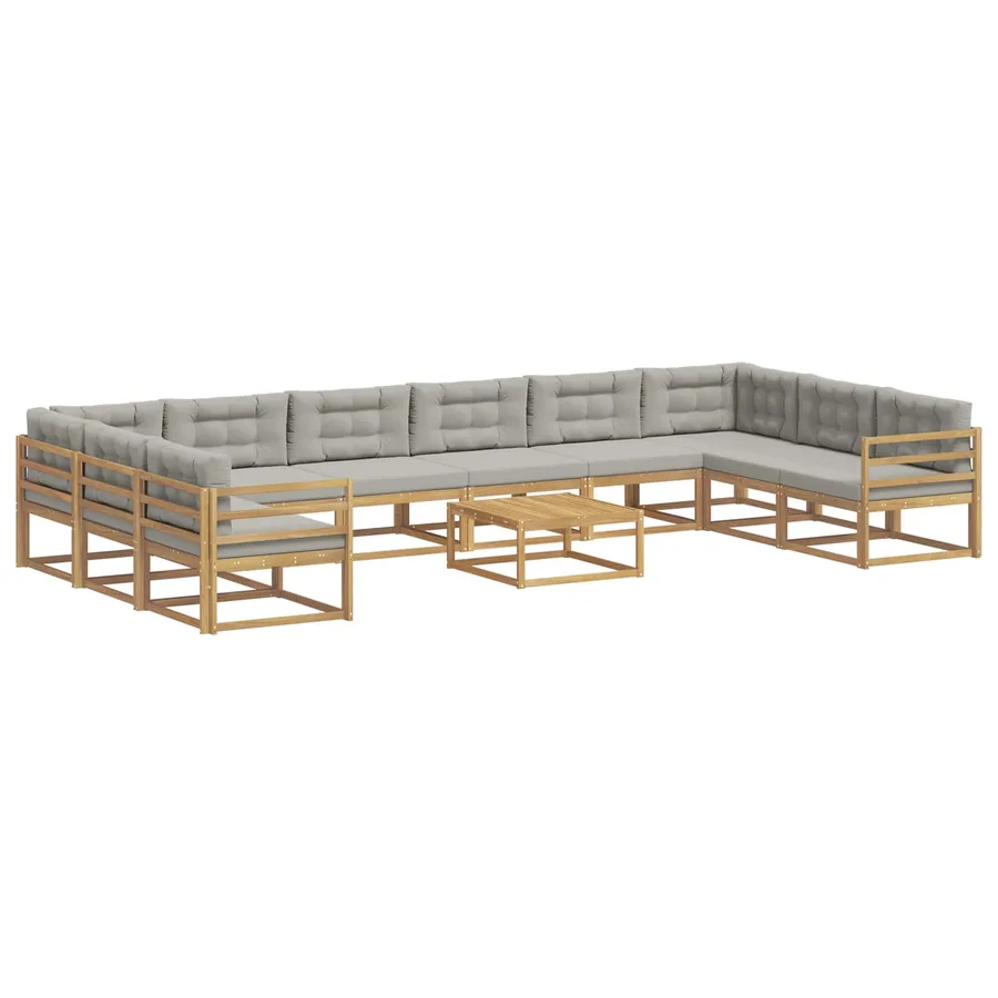 Ensemble de canapés d'extérieur 11 pcs Blanc et gris clair - 2