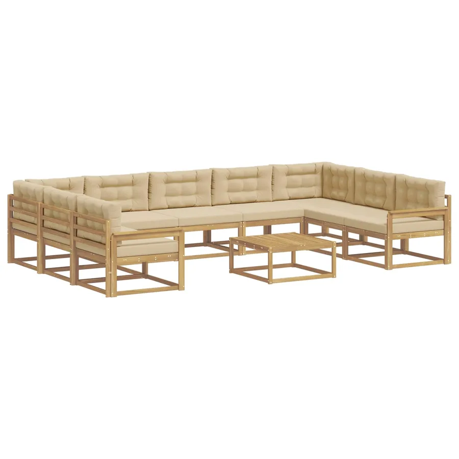 Ensemble de canapés d'extérieur 10 pcs Blanc et Beige - 2