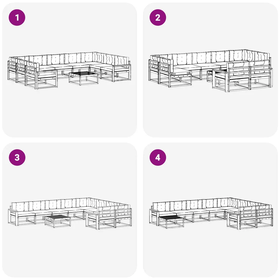 Ensemble de canapés d'extérieur 10 pcs Blanc et anthracite - 7