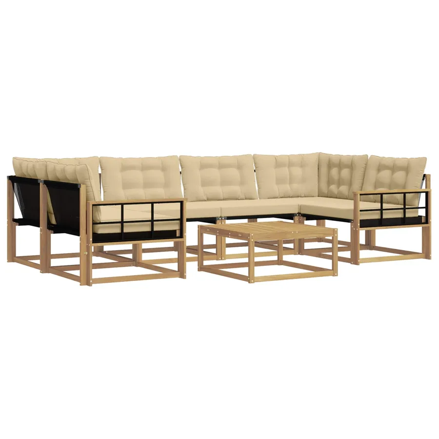 Ensemble de canapés d'extérieur 7 pcs Blanc et Beige - 2