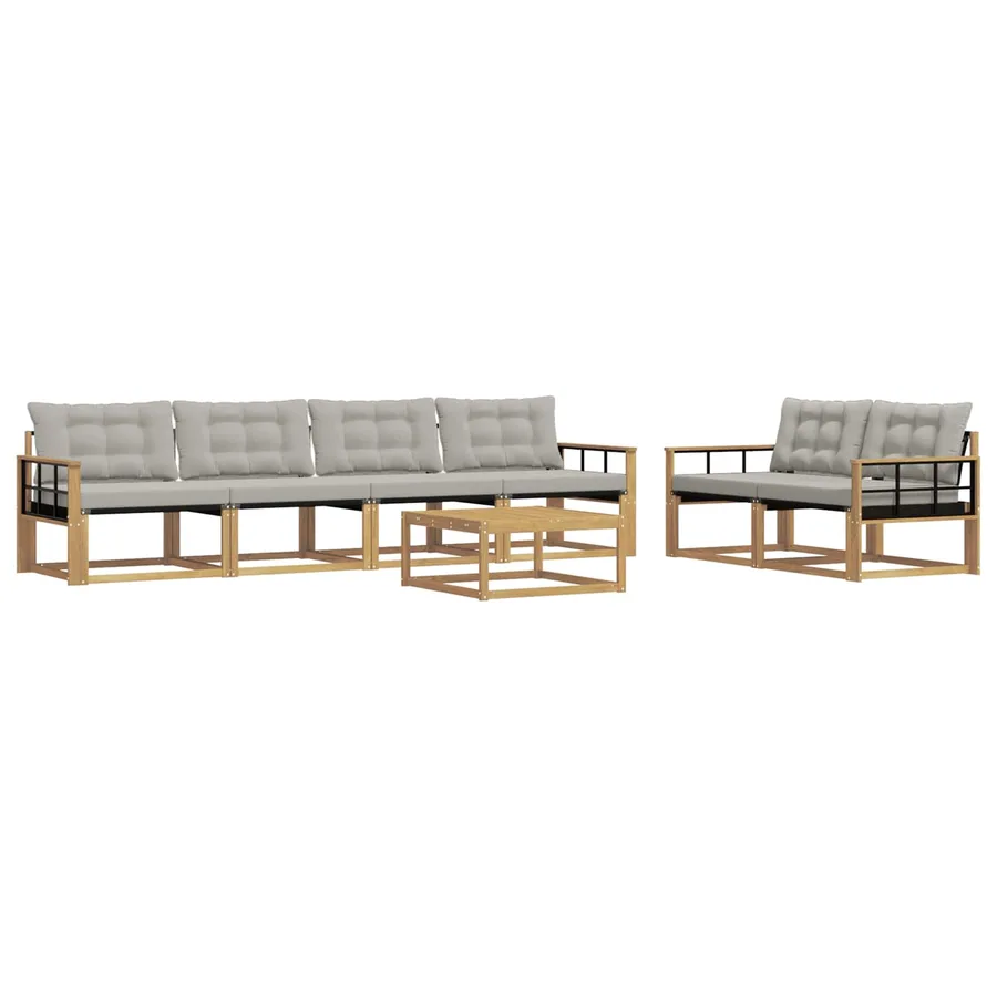 Ensemble de canapés d'extérieur 7 pcs Blanc et gris clair - 2