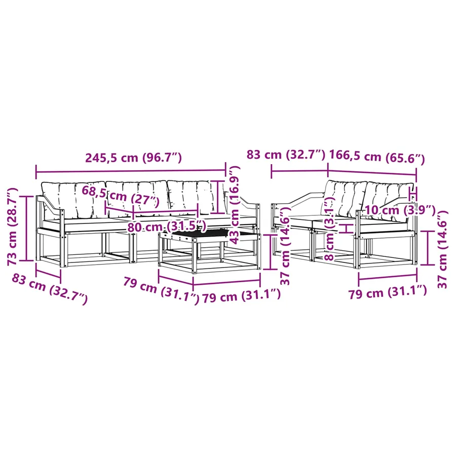 Ensemble de canapés d'extérieur 6 pcs Blanc et crème - 8