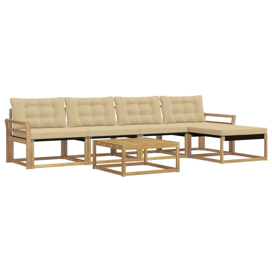 Ensemble de canapés d'extérieur 6 pcs Blanc et Beige - 2